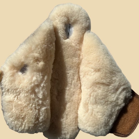 Vermont Country Store Sheepskin Adjustable Scuffs Men 14 Shearling Slippers EUC - Picture 8 of 11